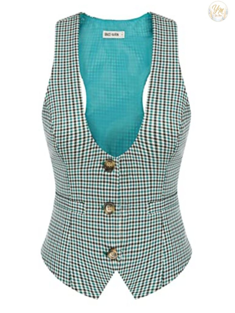 GRACE KARIN Womens Plaid Suit Vest Button Waistcoat Steampunk